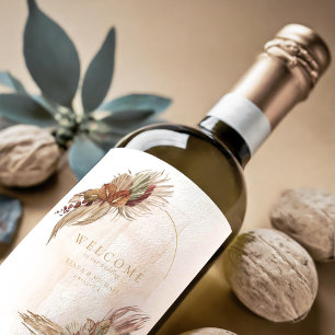 Rótulo De Garrafa De Cerveja Oásis Boho Floral de Boas-Vindas para Casamento ID