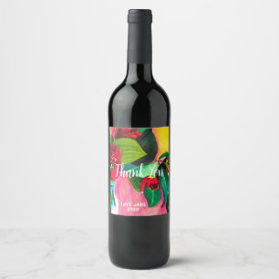 Rótulo De Garrafa De Cerveja Obrigado floral da aguarela da flor da arte você