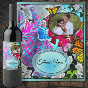 Rótulo De Garrafa De Cerveja Obrigado Flowers & Butterflies PV01