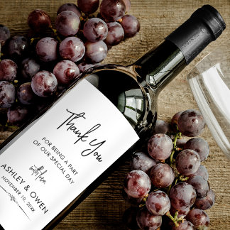 Rótulo De Garrafa De Cerveja Obrigado Manuscrito Minimalista De Casamento Branc