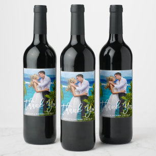 Rótulo De Garrafa De Cerveja Obrigado moderno Wedding do roteiro da escova voc