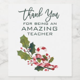 Rótulo De Garrafa De Cerveja Obrigado Professora Incrível Pelo Natal