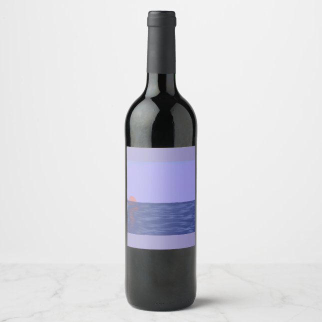 Rótulo De Garrafa De Cerveja Ocean Sunset Wine Label (Frente)