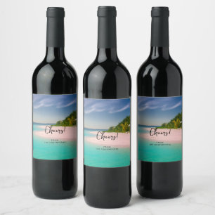 Rótulo De Garrafa De Cerveja Oceano Azul Esmeralda Praia Tropical Cenário Aplau