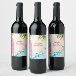 Rótulo De Garrafa De Cerveja Oceano Rosa Tema de Churrasco de Bebê na Praia da