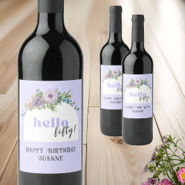 Rótulo De Garrafa De Cerveja Olá 50 - lavanda de flores delicadas e personaliza