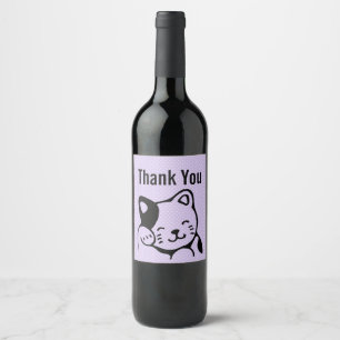 Rótulo De Garrafa De Cerveja Olá! de ondulação do gato preto e branco bonito