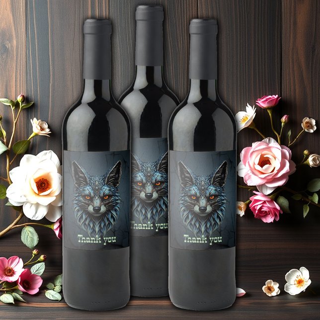 Rótulo De Garrafa De Cerveja Olhos laranja, pelo fresco: A raposa deslumbrante. (Criador carregado)