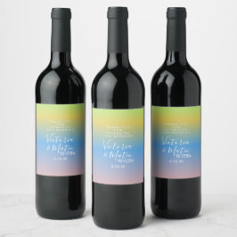 Rótulo De Garrafa De Cerveja Ombre Arco-íris Amarelo Azul Rosa Casamento   