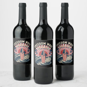 Rótulo De Garrafa De Cerveja Onda da Liberdade 4 de Julho