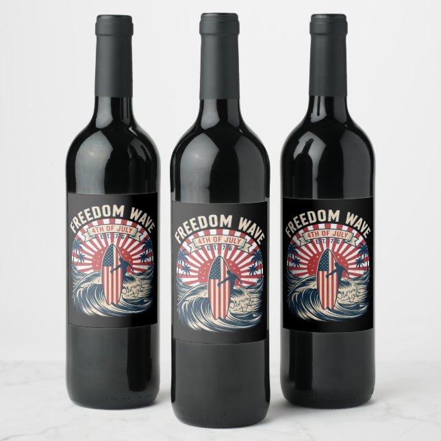 Rótulo De Garrafa De Cerveja Onda da Liberdade 4 de Julho (Garrafas)