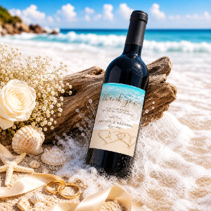 Rótulo De Garrafa De Cerveja Ondas do Oceano Azul Casamento Tropical de Praia A