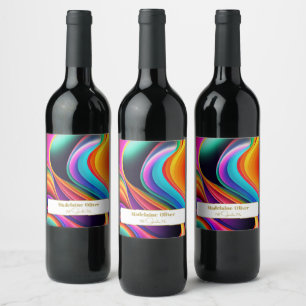 Rótulo De Garrafa De Cerveja Ondas Retroativas Coloridas Modernas