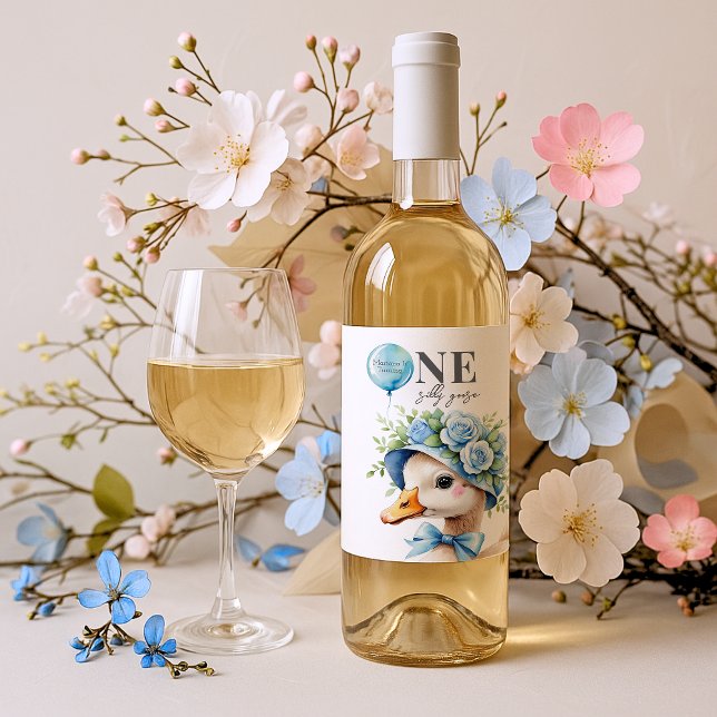 Rótulo De Garrafa De Cerveja One Silly Goose Boy Birthday  (Criador carregado)