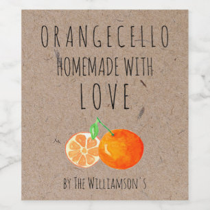 Rótulo De Garrafa De Cerveja Orangecello Caseiro com Amor em Papel Kraft