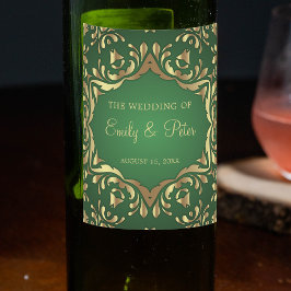 Rótulo De Garrafa De Cerveja Ornamentos Dourados Shiny Royal Faux Em Emerald Gr