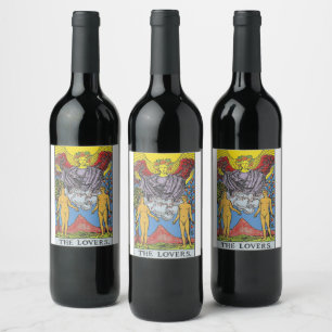Rótulo De Garrafa De Cerveja Os Amantes Tarot Card Começam A Ler