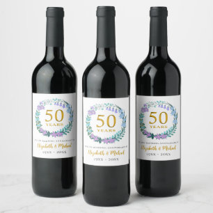 Rótulo De Garrafa De Cerveja ouro do 50º aniversário de casamento Bluebells Wre
