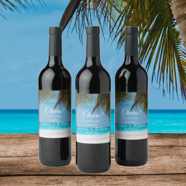 Rótulo De Garrafa De Cerveja Ouro Tropical 50º Aniversário de Casamento (Criador carregado)