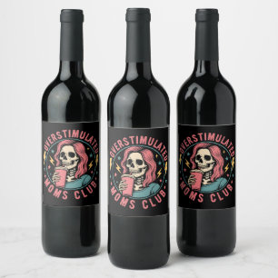 Rótulo De Garrafa De Cerveja Overstimulado Clube do Mães Skull Mensagem Mãe Vid