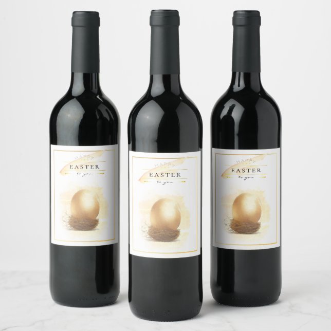 Rótulo De Garrafa De Cerveja Ovo Dourado Elegante | Feliz Páscoa Arte de Lápis (Garrafas)