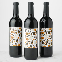 Rótulo De Garrafa De Cerveja Padrão Assustador do Halloween - Spooky e Festivo