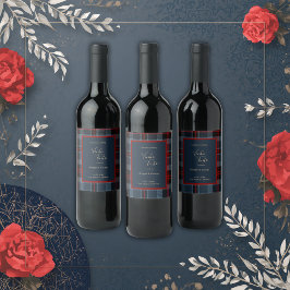 Rótulo De Garrafa De Cerveja padrão azul vermelho preto escocês-celta-tartã