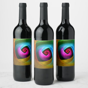 Rótulo De Garrafa De Cerveja Padrão de Abstrato de Arte Azul Cor-de-Cor-de-Cor