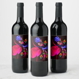 Rótulo De Garrafa De Cerveja Padrão de Abstrato Floral Moderno Colorido #06