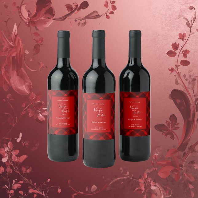 Rótulo De Garrafa De Cerveja padrão de casamento de tartã celta escocês vermelh (Criador carregado)