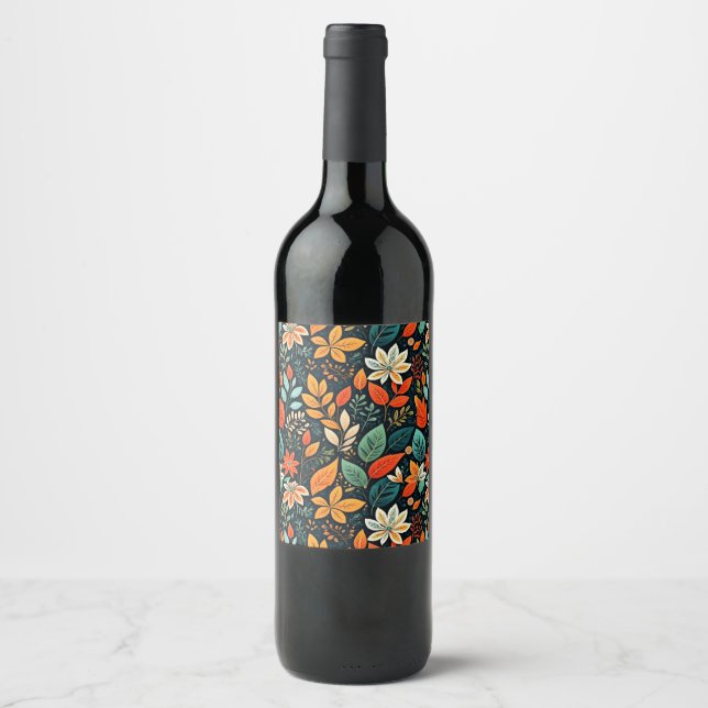 Rótulo De Garrafa De Cerveja Padrão de Flores Exóticas Florais (Frente)