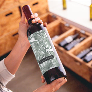 Rótulo De Garrafa De Cerveja Padrão de Folhas de Oásis Moderna de Aquarela Tr