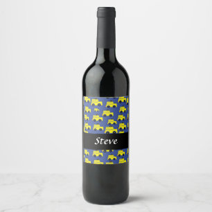 Rótulo De Garrafa De Cerveja Padrão de táxi amarelo em azul
