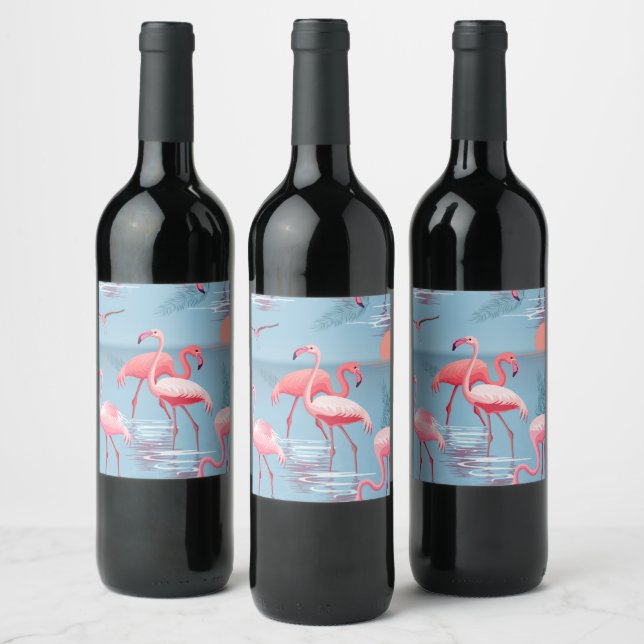 Rótulo De Garrafa De Cerveja Padrão Flamingos 1 (Garrafas)