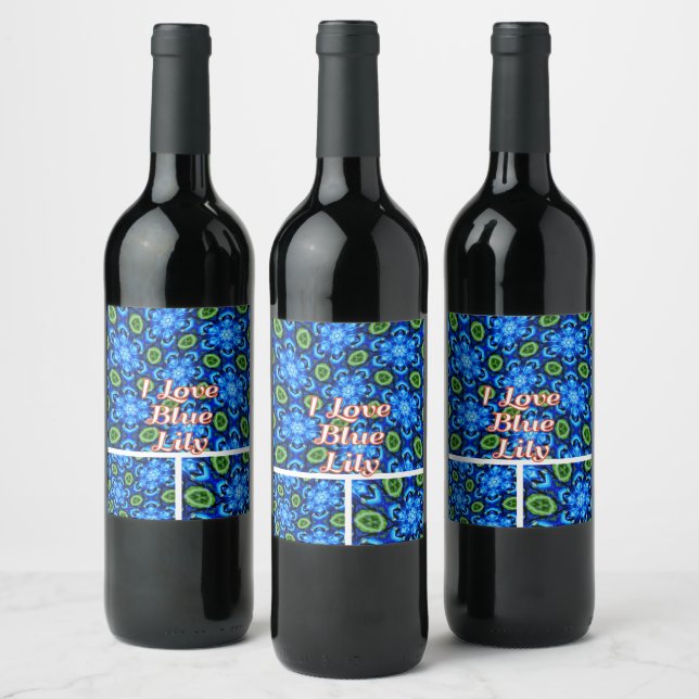 Rótulo De Garrafa De Cerveja Padrão Floral abstrato Azul (Garrafas)