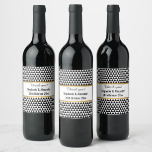 RÓTULO DE GARRAFA DE CERVEJA PADRÃO GEOMÉTRICO BRANCO PRETO PERSONALIZADO