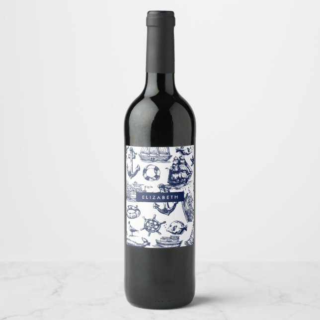Rótulo De Garrafa De Cerveja Padrão náutico (Frente)