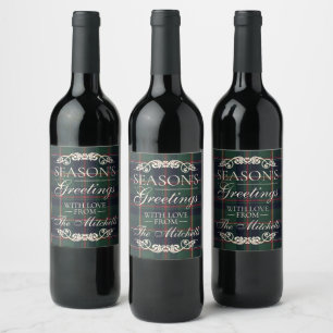 Rótulo De Garrafa De Cerveja Padrão Xadrez Clássico Azul Escuro Vermelho Verde