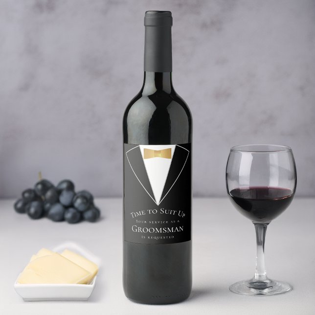 Rótulo De Garrafa De Cerveja Padrinho de casamento Proposta Preta Faux Hora Dou (Criador carregado)