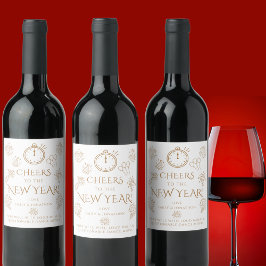 Rótulo De Garrafa De Cerveja Pairs Well Doodles Gold Cheers to New Year Party