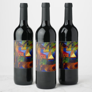 Rótulo De Garrafa De Cerveja Paisagem com Vacas, 1914 por August Macke