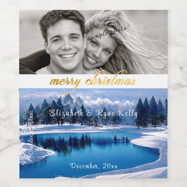 Rótulo De Garrafa De Cerveja Paisagem Merry Christmas Winter River (Rótulo Único)