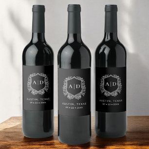 Rótulo De Garrafa De Cerveja Paixão Negra Negra Negra de Casamento do Monograma