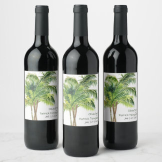 Rótulo De Garrafa De Cerveja palmeira da selva aquarela tropical