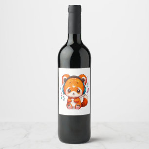 Rótulo De Garrafa De Cerveja Panda ouvindo música Kpop