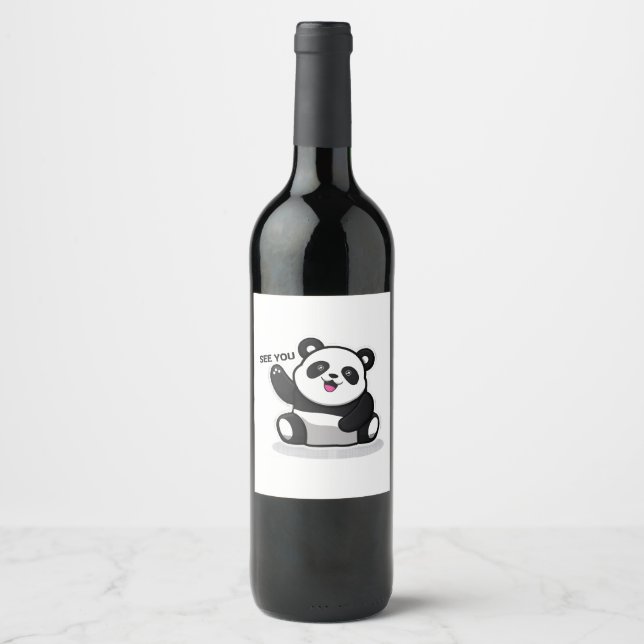 Rótulo De Garrafa De Cerveja panda pequena fofa (Frente)