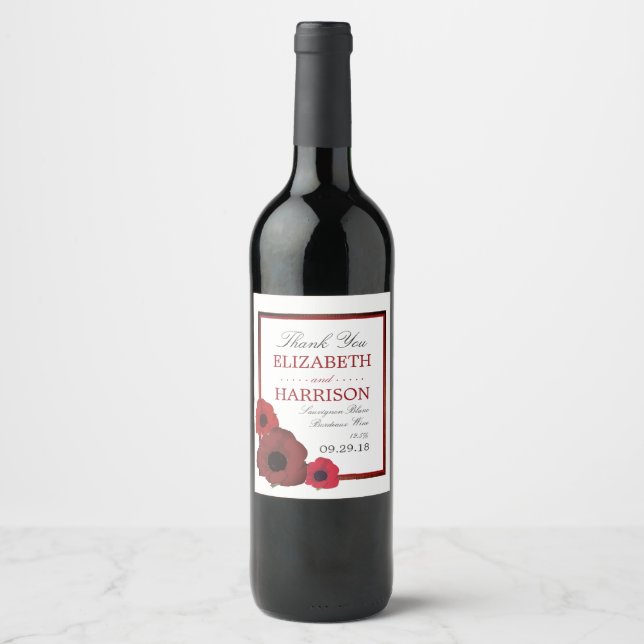 Rótulo De Garrafa De Cerveja Papagaios vermelhos e Casamento Burlap (Frente)