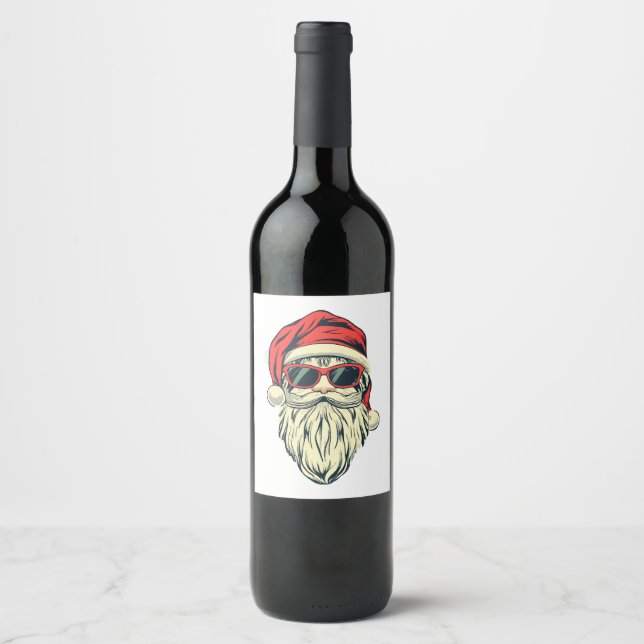 Rótulo De Garrafa De Cerveja papai noel de óculos (Frente)