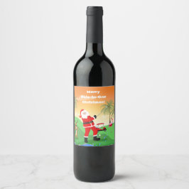 Rótulo De Garrafa De Cerveja Papai Noel Jogando Fora de Obstáculo de Água no Go