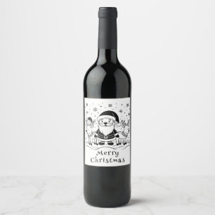 Rótulo De Garrafa De Cerveja Papai Noel Negro e Branco com Rebeldes